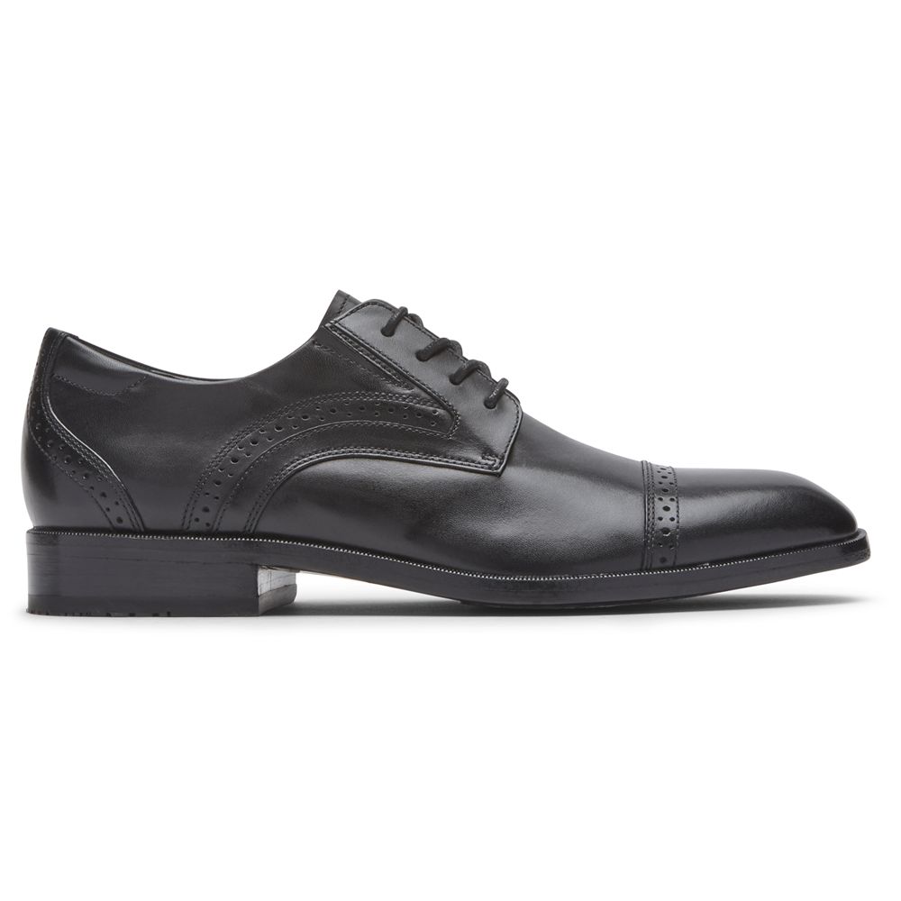 Rockport Total Motion Office Cap Toe - Mens Oxfords - Black - NZ (FZD-435192)